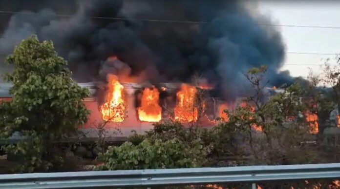 fire accident in rajadhani express